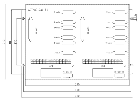 众为兴 ADT-8912A1 PCI总线十二轴运动控制卡尺寸